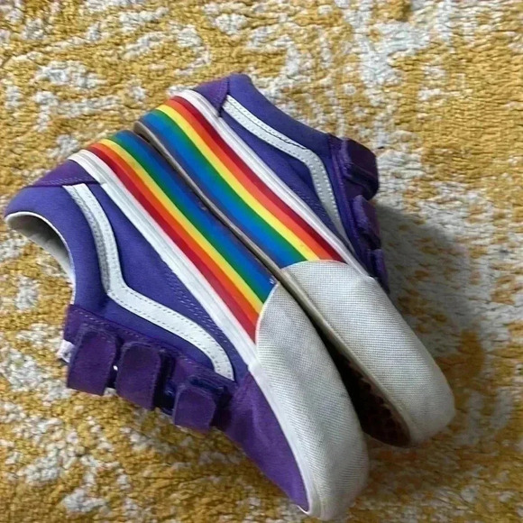 Vans purple platform suede rainbow pride Velcro sneakers 6.5 - Picture 4 of 8